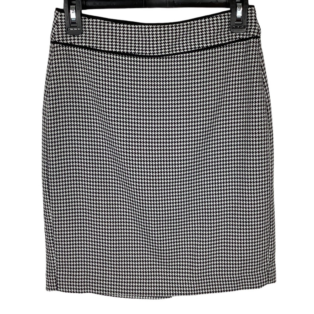 Banana Republic Women Size 0‎ Black White Houndstooth Back Zip Pencil Skirt